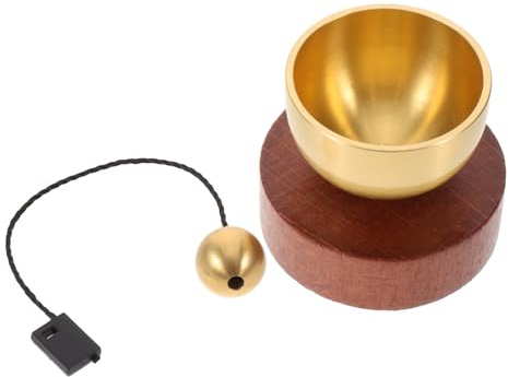 Mini Cuenco Tibetano de Meditación en Madera y Latón, Juego