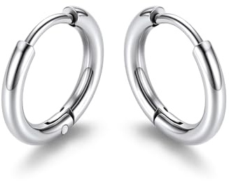 GoldChic Piercings pour Hommes et Femmes, Créoles Argent 10mm, Petites Créoles Huggie, Boucles d'Oreilles pour Hommes et Femmes, Cadeaux pour Noël, Fête des Mères, Anniversaire