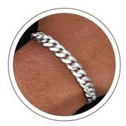 SLOONG 925 Silber Über Armbänder Herren-7mm/9mm/11mm Cuban Link Armband | Diamant Cut Silber Armbänder für Freund und Ehemann