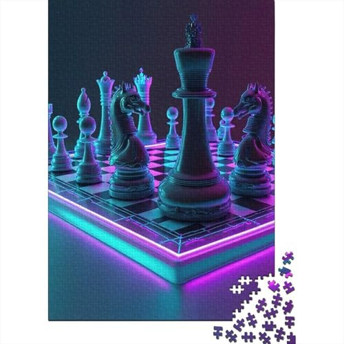 Schach Brett Figuren 1000pcs Für Erwachsene Mini Puzzle Herausfordernd | 52x38cm Karton Wohnzimmer Dekor Langlebige Struktur Geburtstagsgeschenk Angstlinderung
