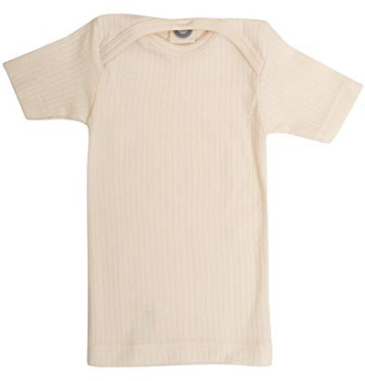 Cosilana, Maglietta/canottiera a maniche corte, 45% cotone (KBA), 35% lana (kbT), 20% seta, naturale, 98 cm-104 cm