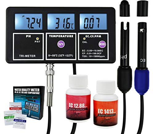 Multi-parametro Di Qualità Dell'acqua 5-in-1 PH EC CF TDS (ppm) Misuratore Di Temperatura Retroilluminazione, Tester Continuo Ricaricabile Montabile A Parete, Serbatoio Di Pesce Di Piscina Idroponica