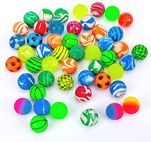 HAKACC 50 Stück Flummis für Kinder, 25mm Bunte Gummibälle aus Hartgummi, Ideal für Partyspiele, Kleinigkeiten Geschenke & Stressabbau