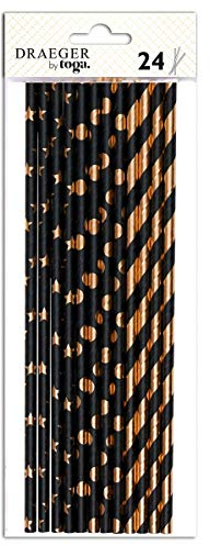 Toga DKO029 Pailles Classique, Noir et Or - Set de 24 Pièces