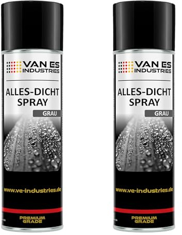 2x VE-INDUSTRIES Dichtungsspray: Allesdichter, Wasserfester Flüssigkunststoff Universal Dicht-Spray Grau, 500 ml