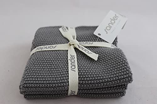 Sander Wischtücher Geschirrtuch Baumwolltuch Öko-Standart 3-er Set 25cm x 25cm Allstars Artikel 11890 Fb. 46 grau 100% Baumwolle gestrickt