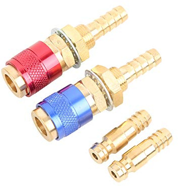 Vattenkyld och Gasadapter Snabbkoppling, 2 St 8 Mm Gas Snabbkoppling, Röd och Blå Snabbkopplingssats, Används för MIG TIG Svetsbrännare
