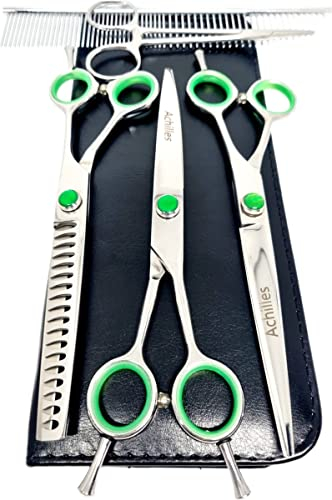 Achilles Professional 6-teiliges Scheren-Set Hund 7 Zoll – Hundeschere – Trimmschere Hund