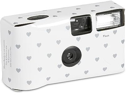 Weddingstar Disposable Camera with Flash, 35mm - Silver Hearts (1 Pack)