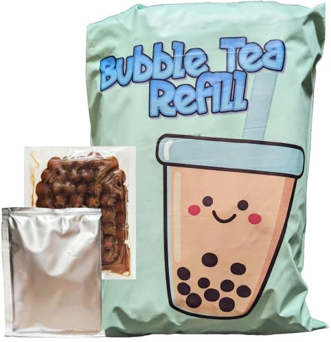 Bubble Tea Kit Refills - Extra Boba Pearls & Milk Tea Powder Packets For Bubble Tea Set. Instant Tapioca Pearls/Boba Balls In Brown Sugar Syrup, 3 in 1 Flavoured Milkshake Powder Drink Mix