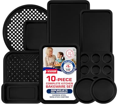 Backset – 10-teilig – Deluxe Antihaftbeschichtung innen und außen – Backformen-Set aus Karbonstahl – PFOA- und PTFE-frei von Bakken