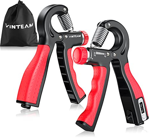 VINTEAM Hand Grip 4pcs Musculation Main Pince Musculation Avant Bras avec Comptage 5-60KG Réglable Muscleur de Doigts Exerciseur de Doigts Hand Gripper Étireur de Doigts Anneau d'exercice et Balle