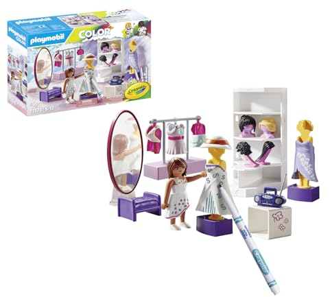 PLAYMOBIL Color 71373 Fashion Design Set, Design für Verschiedene Kleidungsstile, mit wasserlöslichen Stiften, Schwamm und zahlreichem Zubehör, künstlerisches Spielzeug für Kinder ab 5 Jahren