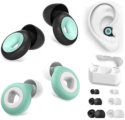 JINYJIA Ear Plugs for Sleep, 2 Pairs Reusable Hearing Protection, 27dB Noise Cancelling Hearing Protection, 6 Ear Tips in S/M/L, for Travel, Commuting, Health & Safety Work
