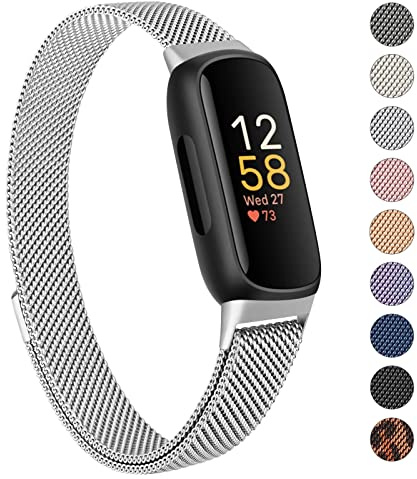 Oumida Armband Kompatibel mit Fitbit Inspire 3 Armband für Damen Herren, Prämie Edelstahl Metall Ersatzarmband mit Starker Magnet Uhrenarmbänder für Fitbit Inspire 3