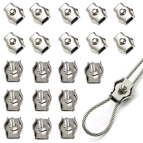 20 Pcs stainless steel simplex wire rope cable clamp/wire rope clamp（1/8 in. M3）