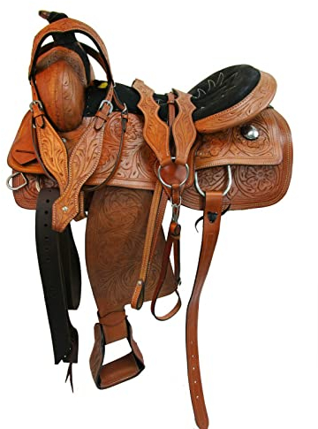 WILDRACE Premium Westernleder-Pferdesattel Wildledersitz/Premium Western Leather Horse Saddle Suede Seat (14)