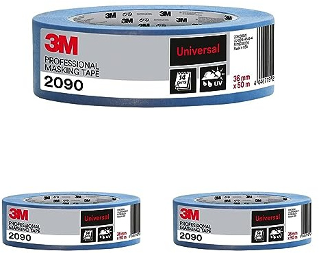 Scotch 3M 2090 Ruban de masquage professionnel 1 rouleau de 36 mm x 50 m, bleu, PT209036 (Lot de 3)