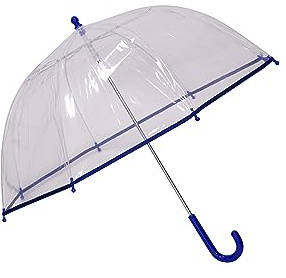SWL Kids Clear Bubble Dome Umbrella – See Through Transparent PVC Brolly with Crook Handle | Lightweight, Safe & Durable Rain Cover for Children | Perfect for School, Travel & Outdoor Events (Blue)