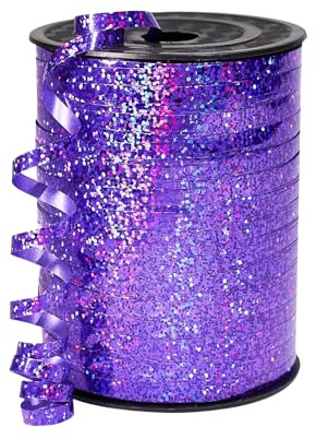 450m Geschenkband Violett 5mm Breit,Kräuselband Geschenkbänder Schleifenband Glitzer Metalldraht Ballonband Ringelband,Dekoband für Weihnachten Neujahr Geburtstag Geschenkverpackung Ballonverschlüsse