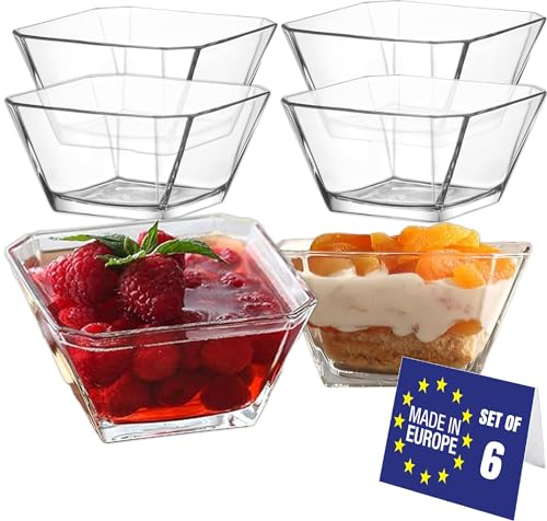 NORDIC SCHILLER Cuencos para Postres Cristal Set 6, 300ml SIN PLOMO Copas Postre Cristal Cuencos Aperitivos, Tazones para Salsas, Ensaladera de Vidrio, Ensaladier, Tazas para Postres, Glass Bowls