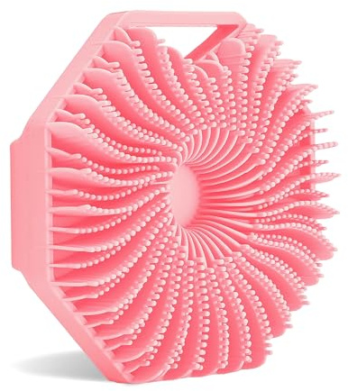 Antimicrobial Silicone Body Scrubber, Exfoliating Shower Scrubber for Sensitive Skin, Eco Friendly (Pink)