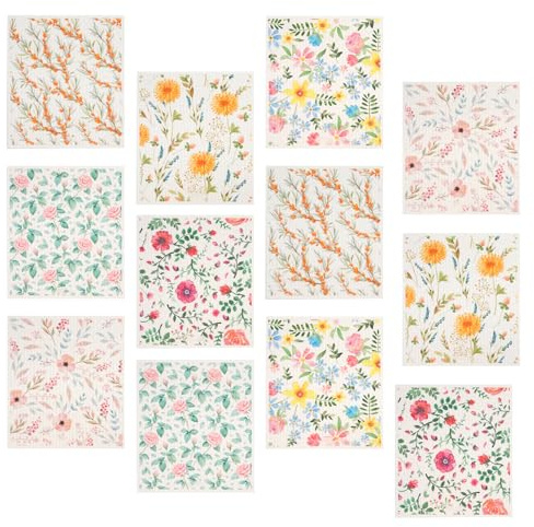 12Pcs Swedish Dishcloth,Absorbent and Biodegradable Kitchen Wipes,Washable and Reusable Swedish Dish Cloth,Cleaning Cloths for Washing Dishes,Sponge Cloths for Kitchen,Bathroom Office Bar Counter