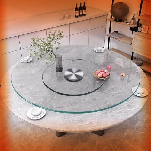 QSPNVFB Lazy Susan Piano Girevole Rotondo In Vetro Temperato, 80cm Piatto Da Portata Girevole Da Tavola Centrotavola, Grande Piatto Per Torte Girevole(36inch(90cm))