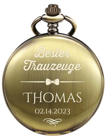 TREEWETO Taschenuhr Personalisiert Graviert Trauzeuge Bräutigam mit Persönlicher Gravur Trauzeugen Geschenke Bester Mann Hochzeitsgeschenk