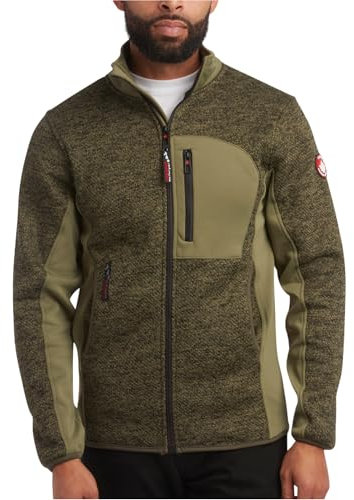 CANADA WEATHER GEAR Herren-Fleecejacke – warmer Techno-Fleece-Pullover mit Reißverschluss – lässige Outdoor-Jacken für Herren (M-XXL), Olive Melange, XL