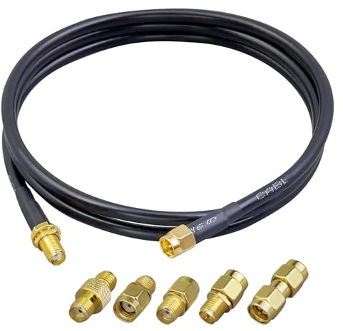 ACONRFTOL Cavo Coassiale SMA 1M e 5PCS Adattatore Coassiale SMA Maschio a Femmina RF Connettore RP-SMA Adattatore per 4G LTE Router Gateway Modem Router Gateway SDR Dongle