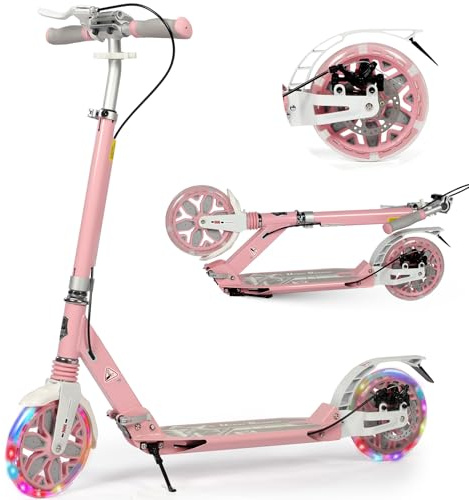 Kickscooter, Tretroller für Kinder ab 8–12 Jahren, 200 mm große Räder, Roller für Erwachsene mit Scheibenbremsen, Erwachsenenroller mit Tragegurt und doppelter Stoßdämpfung, Faltbarer Tretroller