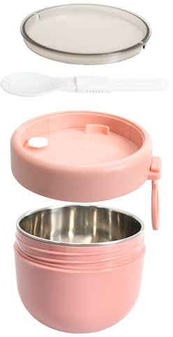 Husalsea Tazza Cereali Colazione 600 Ml Acciaio Inox 304, Microonde, Senza Bpa, Con Cucchiaio – Mantiene Caldo 1–2 h, Termico Portatile Per Ufficio, Scuola, Viaggio, Idea Regalo