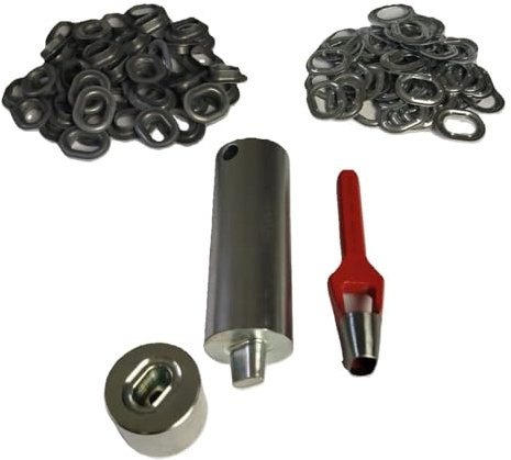 Oval Ösen Set 22,5x13,5mm Einschlagstempel Locheisen + 50x Öse Zink Ösenwerkzeug