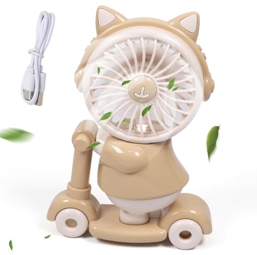 Handventilator, Mini Ventilator Klein, Wiederaufladbar Desktop-USB Ventilator, Roller-Design, Bleistiftspitzfunktion, mit 2 Geschwindigkeiten, Tragbar, Geräuscharm, für Reisen, Büro, Den Außenbereich