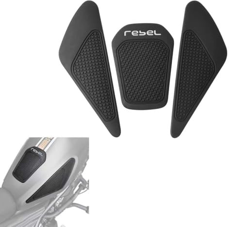 GFARDMOTO Motorcycle Tank Pad Compatible with Honda Rebel CMX250 CMX300 CMX500 2017-2025, Anti-Slip Motorcycle Tank Protector Sticker Rubber Fuel Tank Grip (Black-CMX250 300 500)