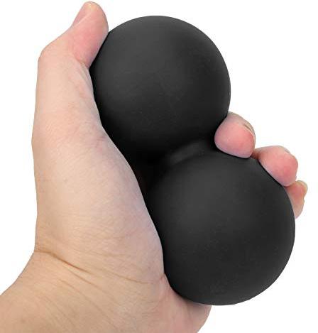Boule de massage aux arachides, 12x6x6 cm Gel Silicone Double Lacrosse Exercice Ball Muscle Roule Point Point Massage Tool pour Yoga Gym Fitness Body (Noir)