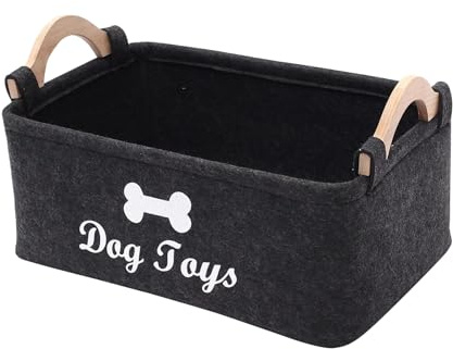 Cesta de Almacenamiento de Juguetes para Perros cesto juguetes 38x25x18cm Gris oscuro cesta juguetes perro Cesta Plegable Grande de Fieltro para Mascotas, Para almacenar suministros para mascotas