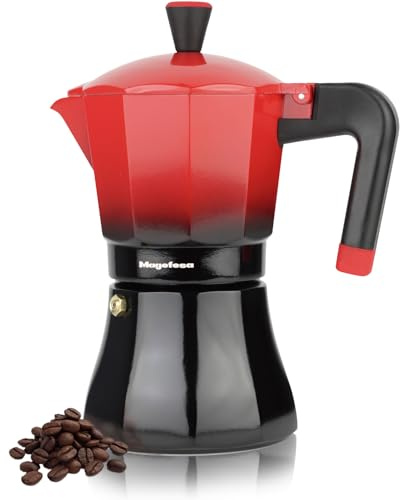 MAGEFESA Traditioneller Espressokocher für 6 Tassen – italienische Mokkakanne – Induktionsgeeignet – Edelstahl & Aluminium – Cool-Touch-Griff – umweltfreundlicher Kaffeebrauer