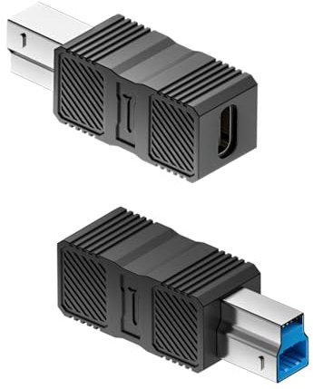 QIANRENON USB 3.0 B a C connettore dati 5 Gbps USB 3.0 tipo B maschio a tipo C femmina adattatore tipo B 3.0 a USB-C stampante Convertitore, per scanner hard disk (non per USB-B 2.0), 2 pezzi