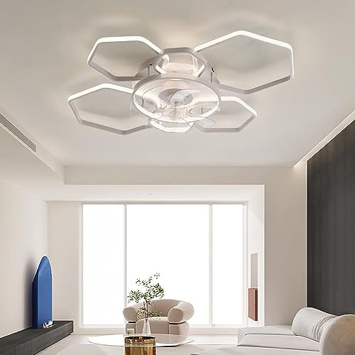 Ventilatore da soffitto Intelligente di Grandi Dimensioni con lampade e Telecomando, Moderno Ventilatore da soffitto da 103 cm con Luce, Timer Silenzioso, 6 velocità, Grande Lampad