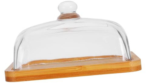 TOPPERFUN Boîte à Beurre Rectangulaire Bois Acacia Avec Couvercle Verre Récipient Élégant Pour Beurre Fromages Frais Et Fruits Maintien Fraîcheur Pour Cuisine Et Réfrigérateur