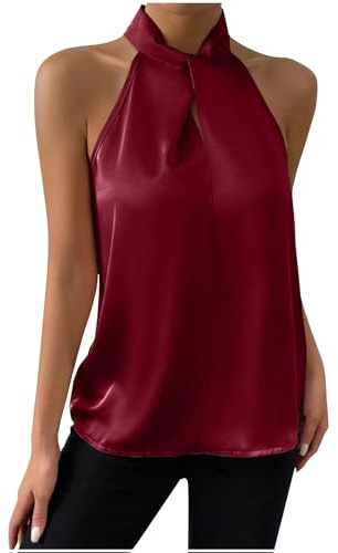 Canotta con scollo all'americana da donna elegante camicetta senza maniche in raso alla moda casual canotta incrociata frontale canottiera in seta canottiera estiva da donna Cami My Orders Items