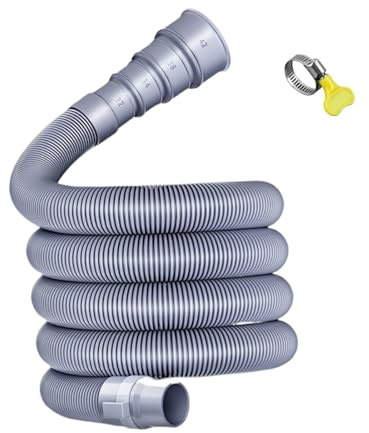 Gralara Ensemble de Tuyau d'Évacuation des Eaux Usées, Tuyau de Vidange Renforcé PE/EVA avec Collier, Tuyau d'Évacuation Pliable Haute Performance, Solution pour camping-car, 4 M