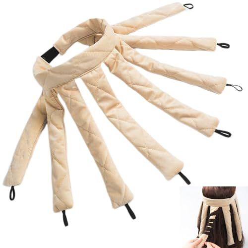 Smaoqingji Oktopus Heatless Curls Curlers Headband - 1 Stück, Beige, Hitzefreier Lockenwickler Uber Nacht, Geeignet für Nasses und Trockenes Haar, Langes und Kurzes Haar, zu Hause und Unterwegs