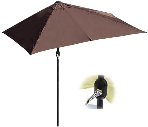 Ombrellone rettangolare da balcone, 250 x 130 cm, salvaspazio, per patio e parete, colore marrone, parasole per esterni, perfetto per piccole aree con protezione UV