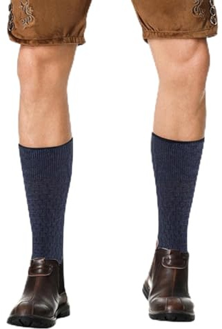 socken oktoberfest herren, Trachtensocken Herren Lang Baumwoll Socken mit Zopfmuster für Oktoberfest, Lederhosen und Trachtenfest Bequeme Passform Trachtenstrümpfe Stricksocken Blau 44