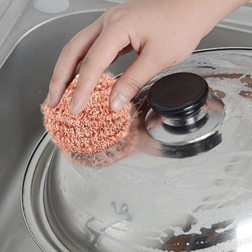 Estropajo De Cobre - Paquete De 2, 4 O 6 Estropajos En Espiral | Estropajos De Alambre Para Ollas Sin Recubrimiento | Eliminación Eficaz De Grasa Para Cazuelas, Sartenes, Horno, Estufa Y Campana