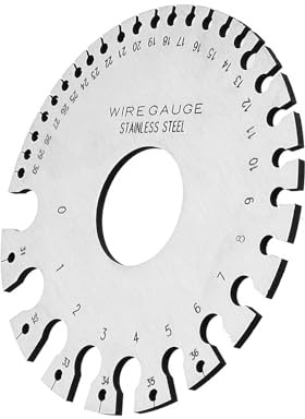 Uadme Round Dual-Sided Stainless Steel Wire and Sheet Metal Gauge | Wire Diameter, Sheet Metal Thickness, Cable Sizing, Dual-Sided Scale, Clear Markings, Corrosion Resistant, Pocket Size