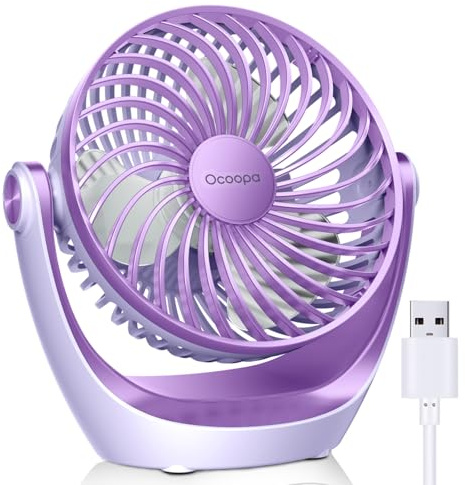 OCOOPA Ventilatore USB, piccolo ventilatore da tavolo con forte flusso d'aria e funzionamento silenzioso a 3 velocità, testa girevole a 360°, facile da trasportare per ufficio, casa e all'aperto